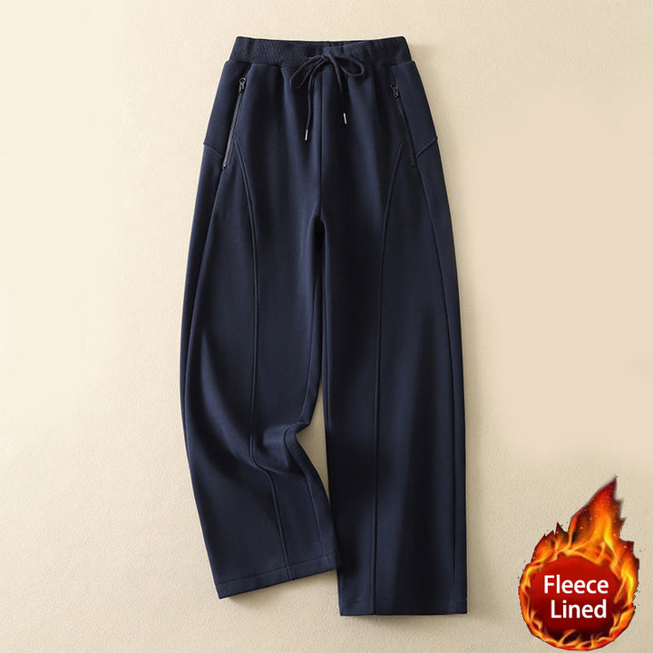 Pantaloni da donna a gamba larga con tasche e cerniera blu notte Buddha Stones, foderati in pile termico - Blu notte - US8-10, UK/AU12-14, EU40-42 (2XL) - image 0
