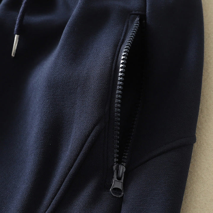 Pantaloni da donna a gamba larga con tasche e cerniera blu notte Buddha Stones, foderati in pile termico - image 4