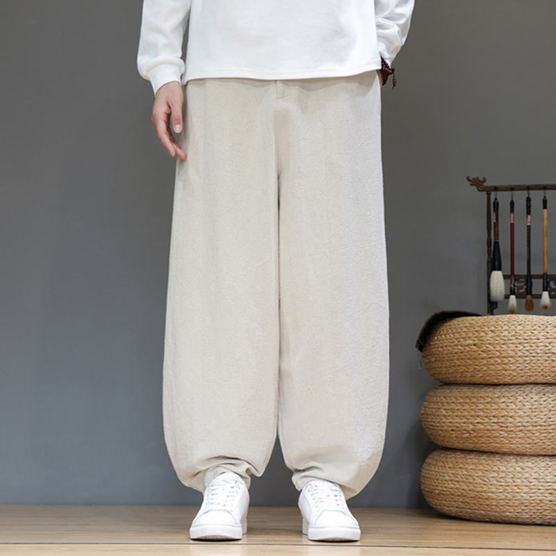 Pantaloni da uomo in cotone con tasche e bottoni color puro Buddha Stones Fall Sports - image 16