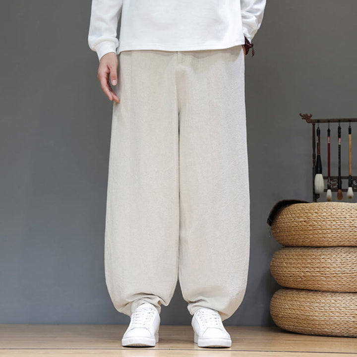 Pantaloni da uomo in cotone con tasche e bottoni color puro Buddha Stones Fall Sports - image 16