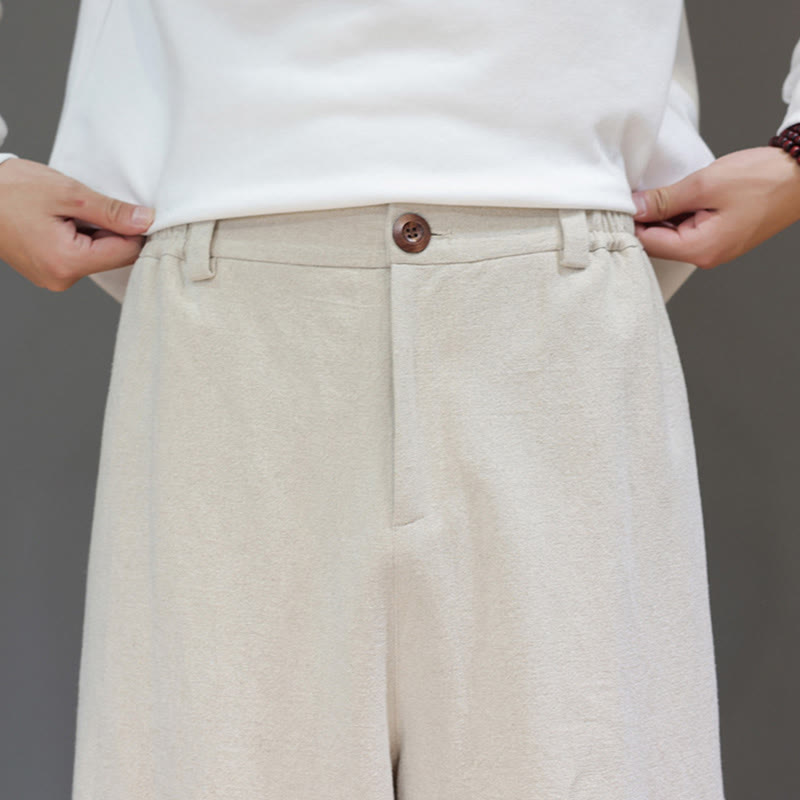 Pantaloni da uomo in cotone con tasche e bottoni color puro Buddha Stones Fall Sports - image 19