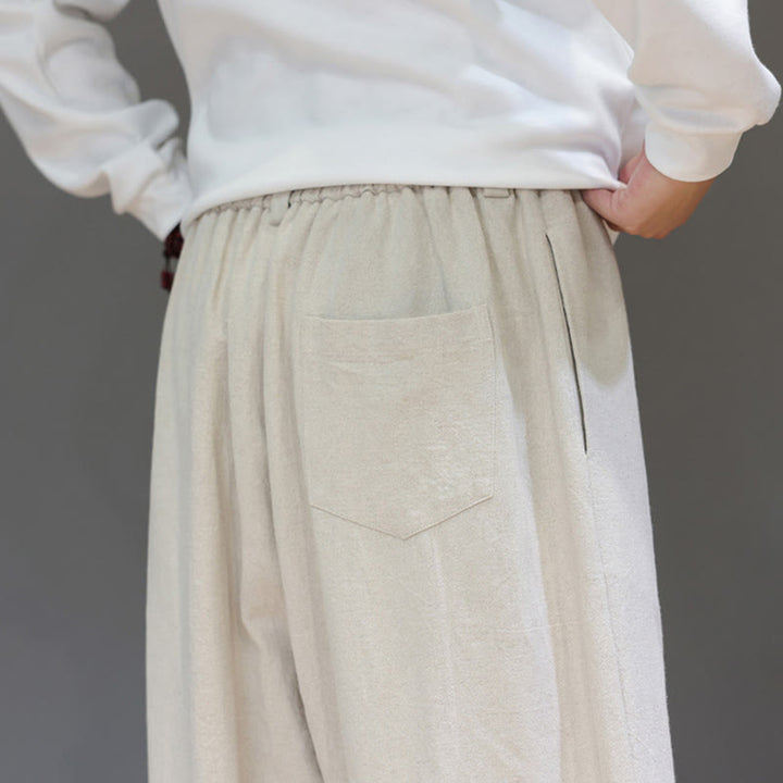 Pantaloni da uomo in cotone con tasche e bottoni color puro Buddha Stones Fall Sports - image 22