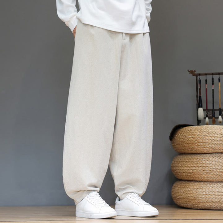 Pantaloni da uomo in cotone con tasche e bottoni color puro Buddha Stones Fall Sports - image 17