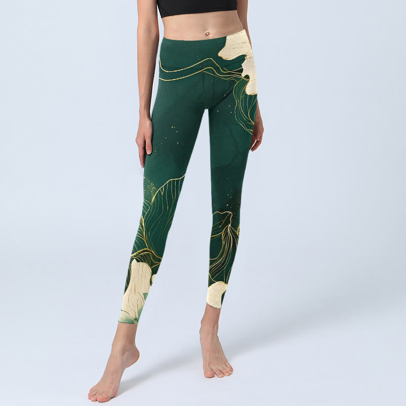Leggings da palestra con stampa di fiori eleganti Buddha Stones, pantaloni da yoga da donna - image 5