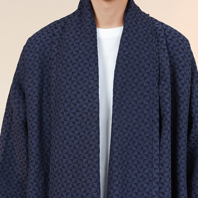 Kimono da uomo in cotone a maniche lunghe con motivo semplice in jacquard invernale Buddha Stones - image 10