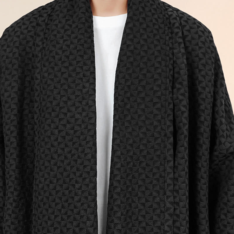 Kimono da uomo in cotone a maniche lunghe con motivo semplice in jacquard invernale Buddha Stones - image 23