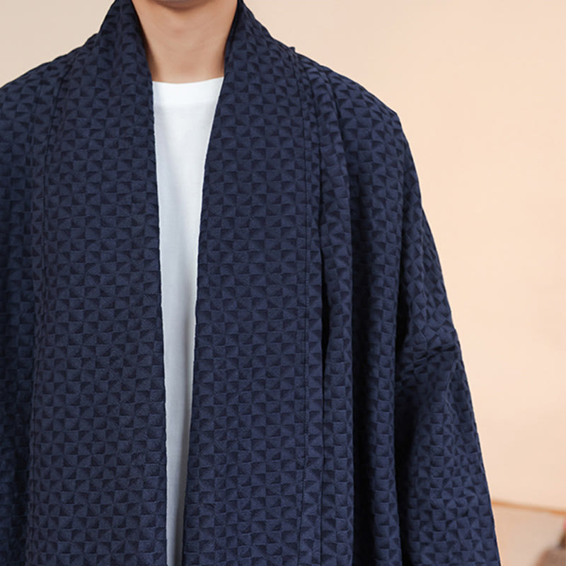 Kimono da uomo in cotone a maniche lunghe con motivo semplice in jacquard invernale Buddha Stones - image 11