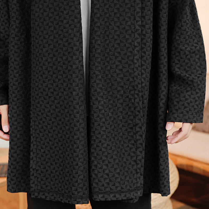 Kimono da uomo in cotone a maniche lunghe con motivo semplice in jacquard invernale Buddha Stones - image 26