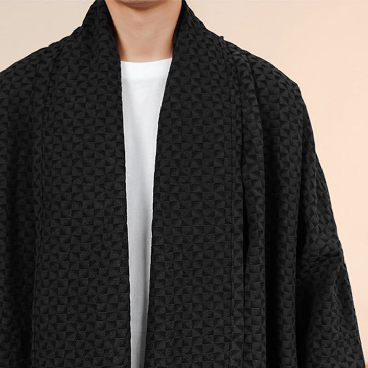 Kimono da uomo in cotone a maniche lunghe con motivo semplice in jacquard invernale Buddha Stones - image 24