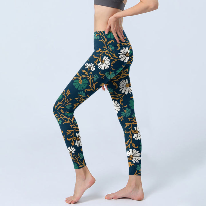 Leggings da palestra con stampa di fiori e viticci in stile pastorale retrò, pantaloni da yoga da donna, modello Buddha Stones - image 2