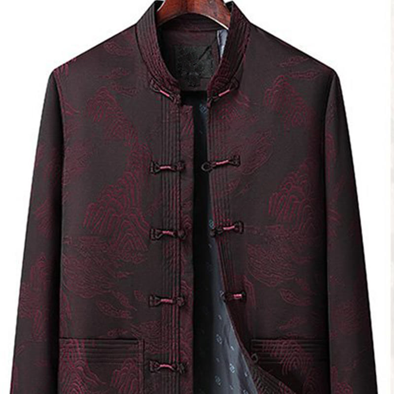 Set di 2 pezzi Buddha Stones , completo da uomo con camicia a maniche lunghe, pantaloni e bottoni a rana, in cotone - image 8