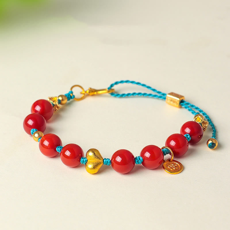 Braccialetto di successo con cordino intrecciato a forma di cuore in agata rossa del sud da 8 mm Buddha Stones - image 2