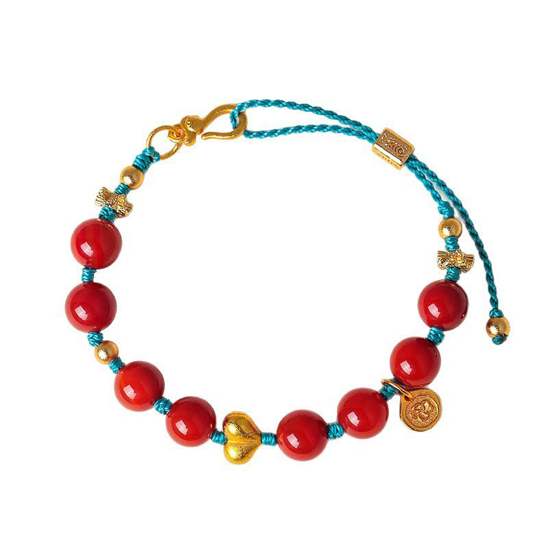 Braccialetto di successo con cordino intrecciato a forma di cuore in agata rossa del sud da 8 mm Buddha Stones - image 9