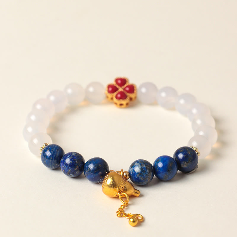 Braccialetto di perline positive con agata rossa del sud, agata bianca, fiore di zucca e quadrifoglio Buddha Stones - image 10