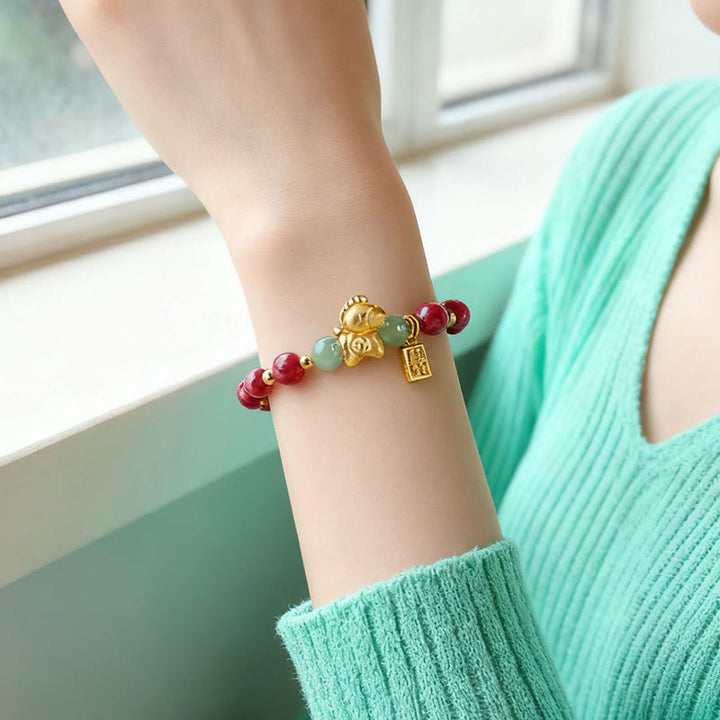 Braccialetto di benedizione in giada Hetian con Buddha Stones e carattere Fu, zodiaco cinese dell'anno del cavallo - image 12