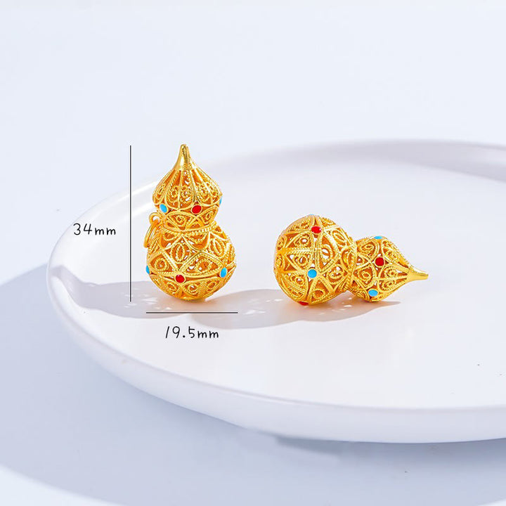 Collana con ciondolo in corda di ottone placcato oro 24k con design a zucca cava Buddha Stones - image 5