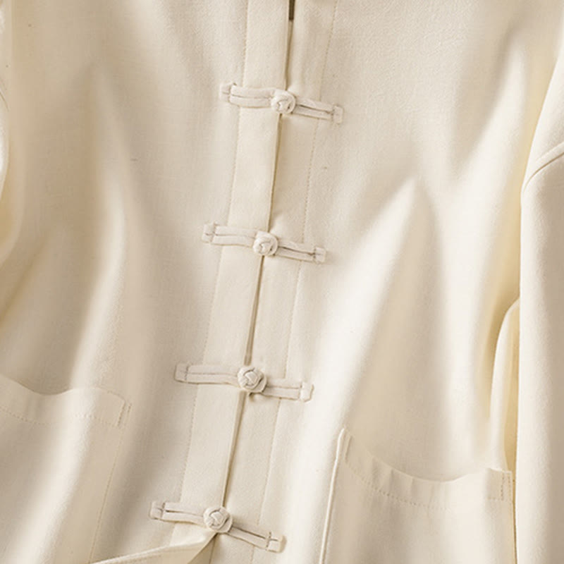 Giacca termica da donna con tasche, foderata in pile di cotone, manica lunga, bottoni a rana invernali Buddha Stones - image 7