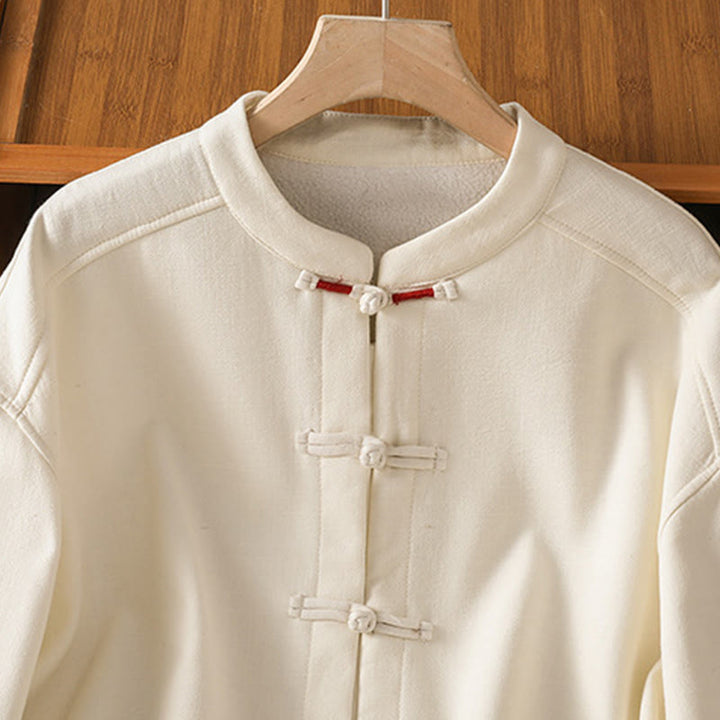 Giacca termica da donna con tasche, foderata in pile di cotone, manica lunga, bottoni a rana invernali Buddha Stones - image 4