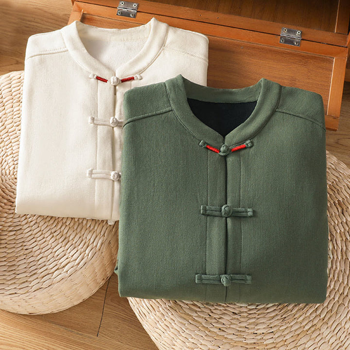 Giacca termica da donna con tasche, foderata in pile di cotone, manica lunga, bottoni a rana invernali Buddha Stones - image 21