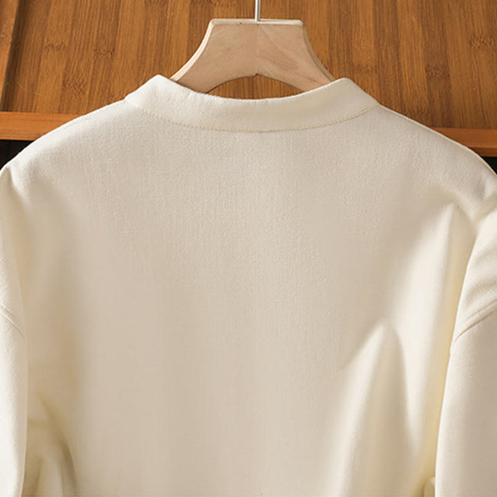 Giacca termica da donna con tasche, foderata in pile di cotone, manica lunga, bottoni a rana invernali Buddha Stones - image 5