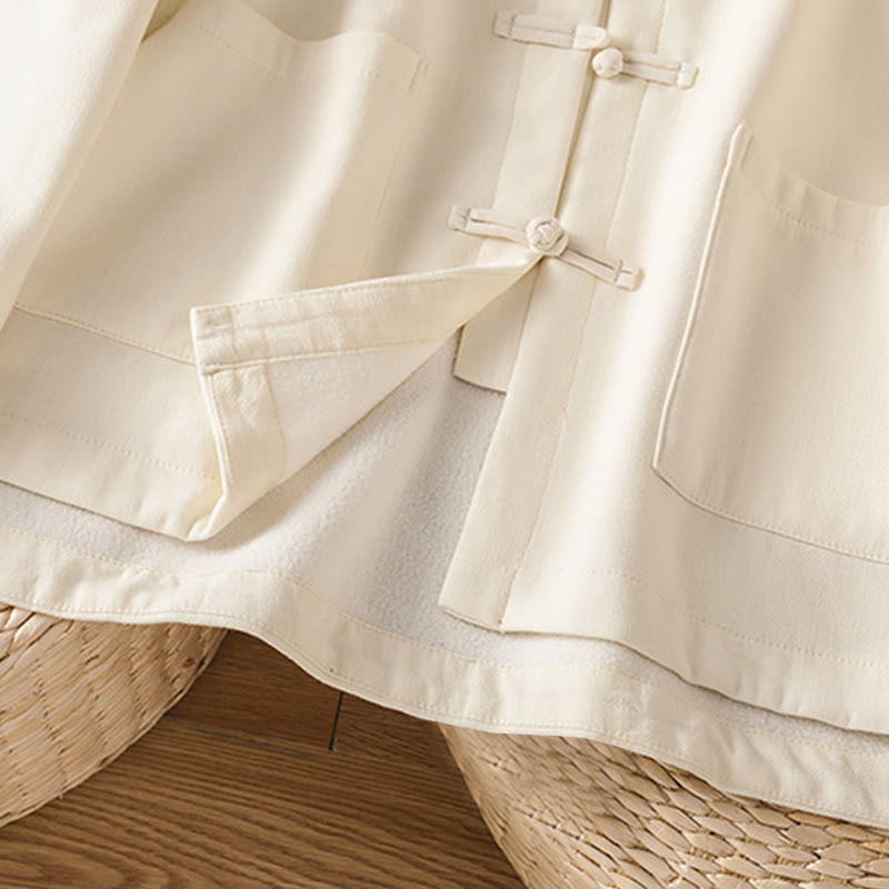 Giacca termica da donna con tasche, foderata in pile di cotone, manica lunga, bottoni a rana invernali Buddha Stones - image 10