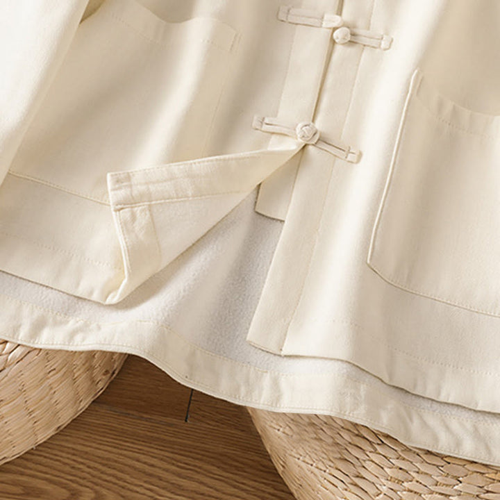 Giacca termica da donna con tasche, foderata in pile di cotone, manica lunga, bottoni a rana invernali Buddha Stones - image 10