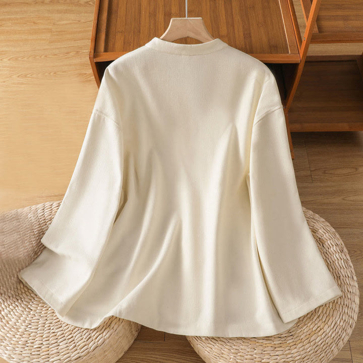 Giacca termica da donna con tasche, foderata in pile di cotone, manica lunga, bottoni a rana invernali Buddha Stones - image 2