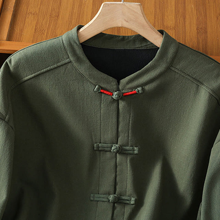 Giacca termica da donna con tasche, foderata in pile di cotone, manica lunga, bottoni a rana invernali Buddha Stones - image 15