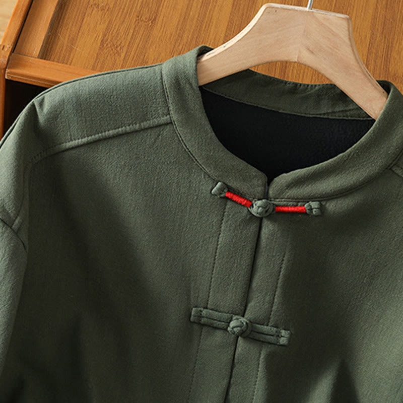 Giacca termica da donna con tasche, foderata in pile di cotone, manica lunga, bottoni a rana invernali Buddha Stones - image 17