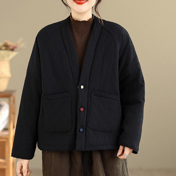 Giacca termica invernale da donna in cotone a maniche lunghe Buddha Stones con tasche - image 5