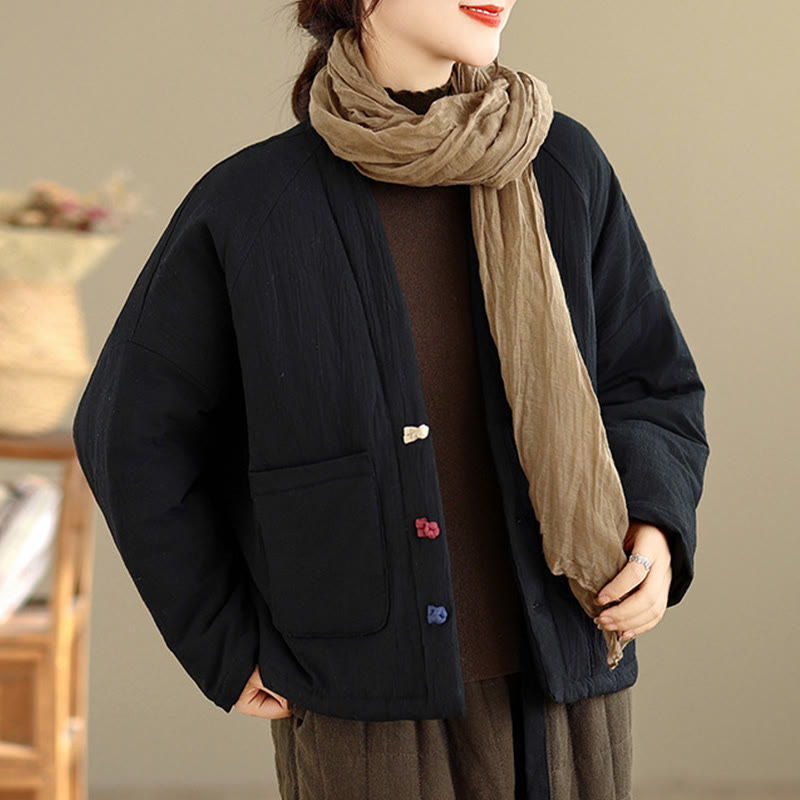 Giacca termica invernale da donna in cotone a maniche lunghe Buddha Stones con tasche - image 4