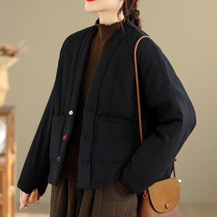 Giacca termica invernale da donna in cotone a maniche lunghe Buddha Stones con tasche - image 2