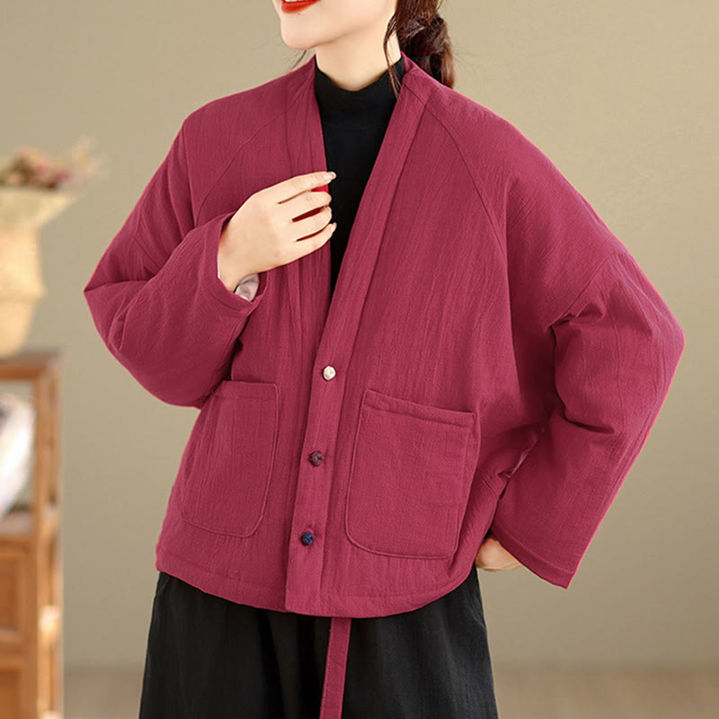 Giacca termica invernale da donna in cotone a maniche lunghe Buddha Stones con tasche - image 8