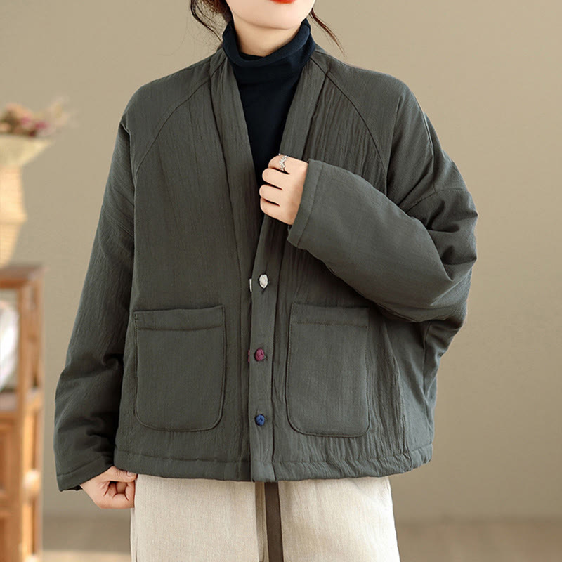 Giacca termica invernale da donna in cotone a maniche lunghe Buddha Stones con tasche - Cadetto Blu - US14, UK/AU18, EU46 (2XL) - image 14