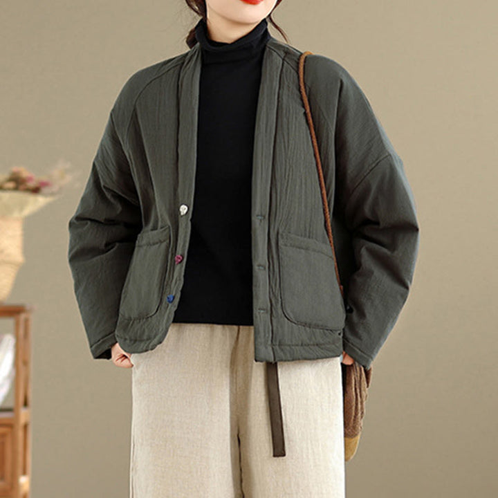 Giacca termica invernale da donna in cotone a maniche lunghe Buddha Stones con tasche - image 15