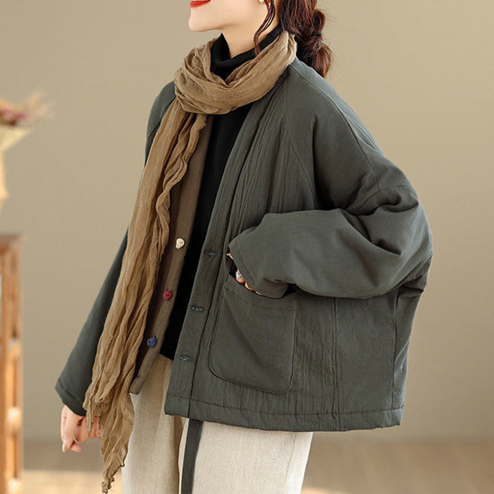 Giacca termica invernale da donna in cotone a maniche lunghe Buddha Stones con tasche - image 18