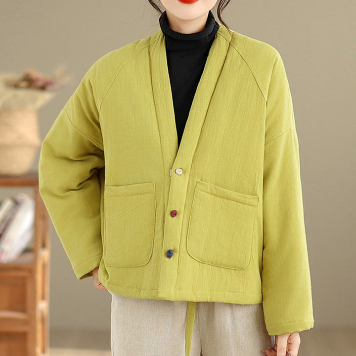 Giacca termica invernale da donna in cotone a maniche lunghe Buddha Stones con tasche - image 27