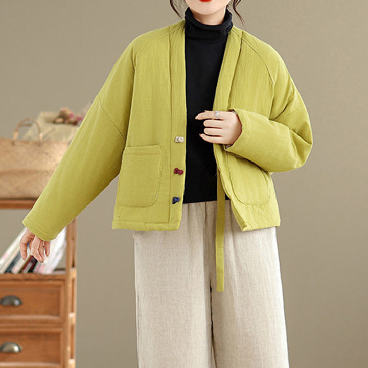 Giacca termica invernale da donna in cotone a maniche lunghe Buddha Stones con tasche - image 31