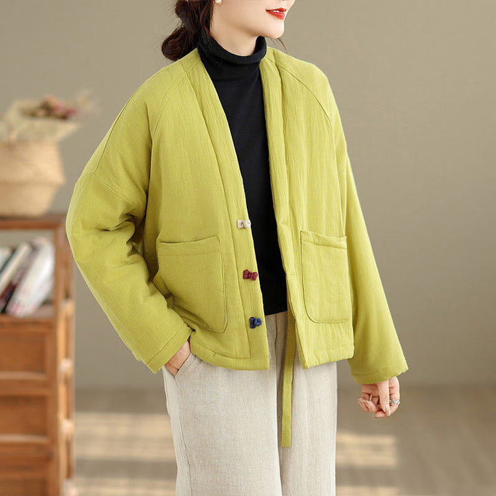 Giacca termica invernale da donna in cotone a maniche lunghe Buddha Stones con tasche - image 30