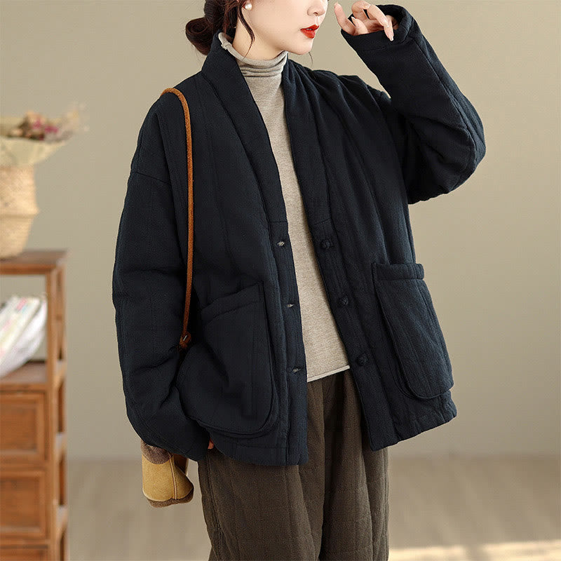 Giacca termica invernale da donna in cotone a maniche lunghe Buddha Stones con tasche - Nero - US12, UK/AU16, EU44 (2XL) - image 16