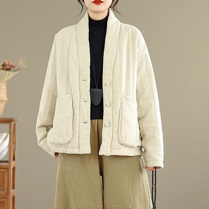 Giacca termica invernale da donna in cotone a maniche lunghe Buddha Stones con tasche - image 5