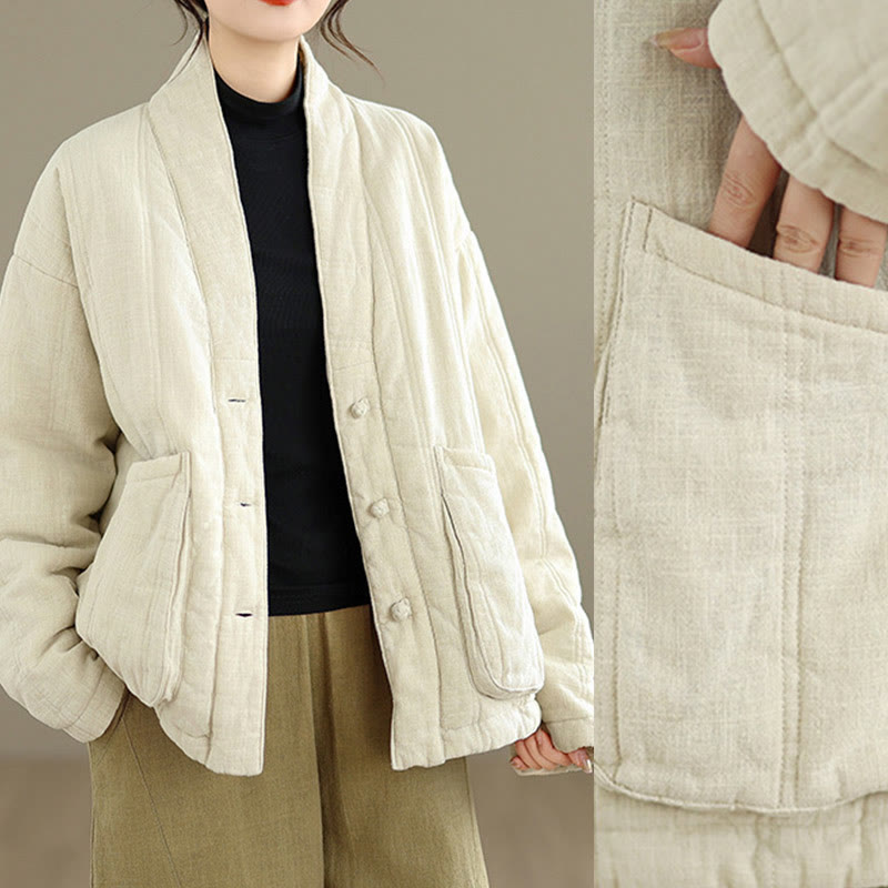 Giacca termica invernale da donna in cotone a maniche lunghe Buddha Stones con tasche - image 7