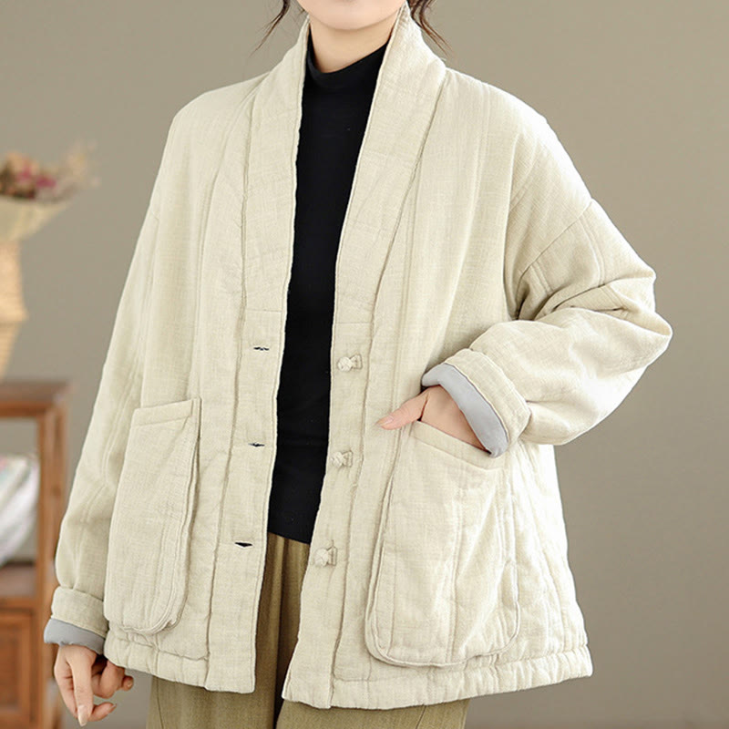 Giacca termica invernale da donna in cotone a maniche lunghe Buddha Stones con tasche - image 2