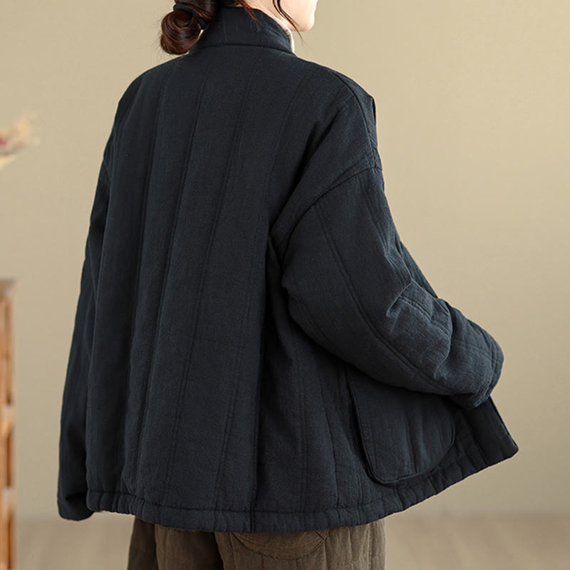 Giacca termica invernale da donna in cotone a maniche lunghe Buddha Stones con tasche - image 19