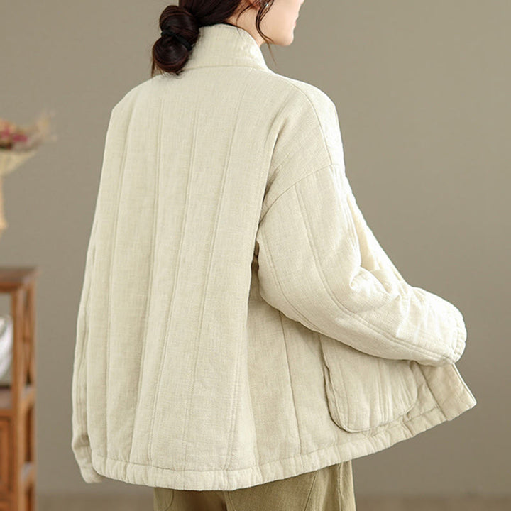 Giacca termica invernale da donna in cotone a maniche lunghe Buddha Stones con tasche - image 3