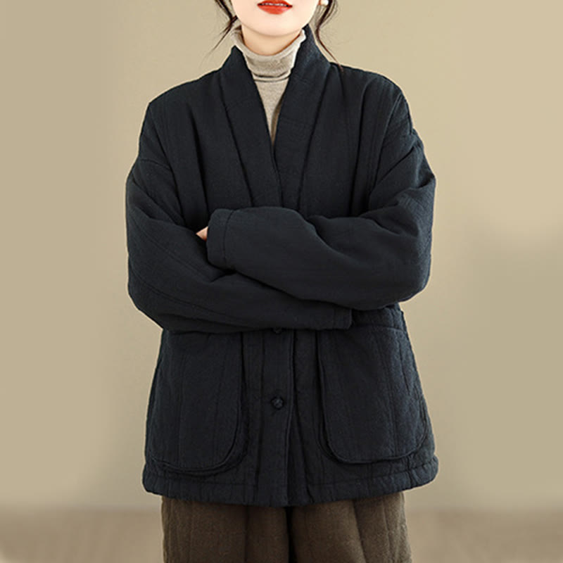 Giacca termica invernale da donna in cotone a maniche lunghe Buddha Stones con tasche - image 22