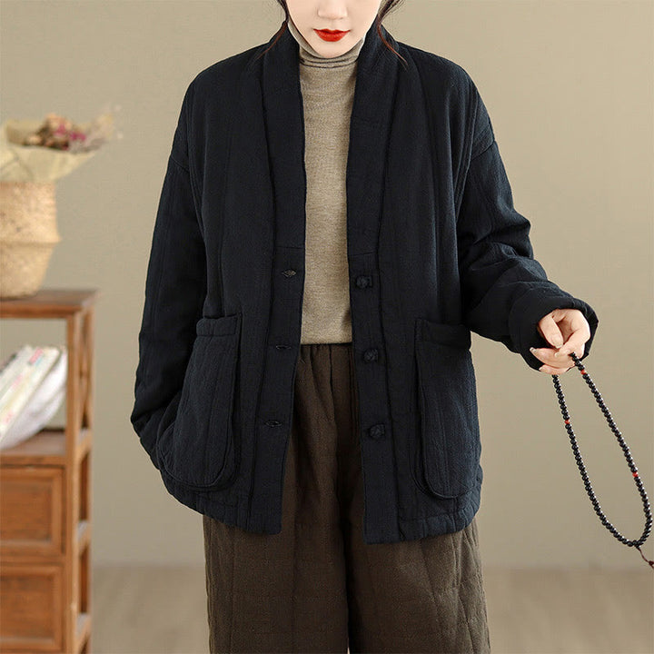 Giacca termica invernale da donna in cotone a maniche lunghe Buddha Stones con tasche - image 21