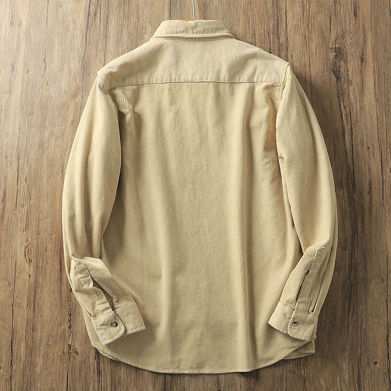 Giacca da uomo in velluto a coste con risvolto Buddha Stones , tinta unita, a maniche lunghe, in cotone spesso con tasche - image 2