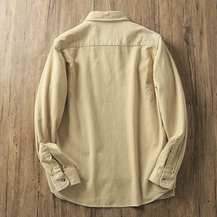 Giacca da uomo in velluto a coste con risvolto Buddha Stones , tinta unita, a maniche lunghe, in cotone spesso con tasche - image 2