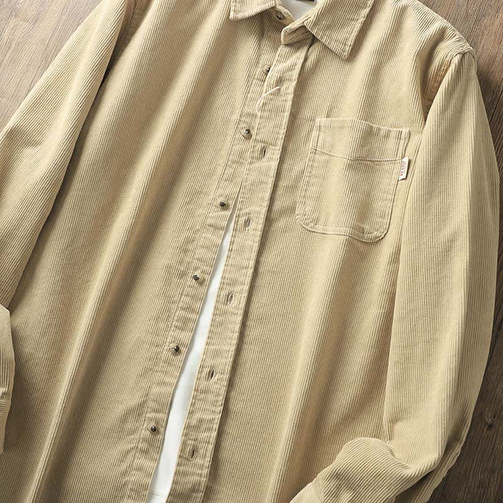 Giacca da uomo in velluto a coste con risvolto Buddha Stones , tinta unita, a maniche lunghe, in cotone spesso con tasche - image 3